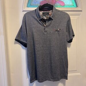 Denim‎ & Flower Shirt Men X-Large Grey Collared Button Neck Short Sleeve Golf